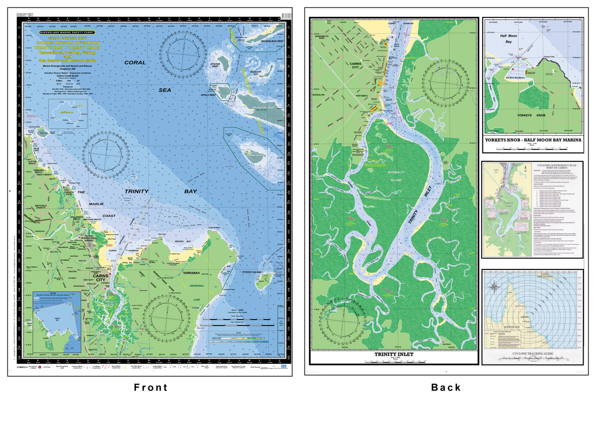 QLD Boating, Fishing, Marine Safety Chart CAIRNS, TRINITY BAY (side CAMTAS Int. Pty. Ltd
