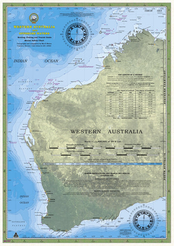 WESTERN AUSTRALIA Boating, Fishing, Camtas Marine Safety Chart - WA Coast and Offshore - MC797