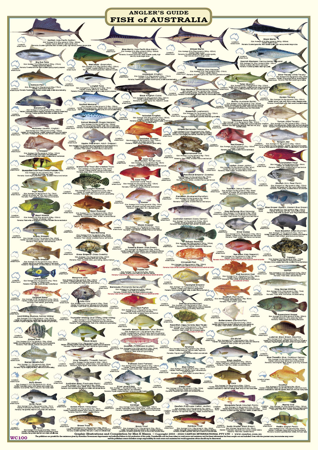 Fish Identification - Anglers Guide, Fish of Australia - Camtas Wall C ...