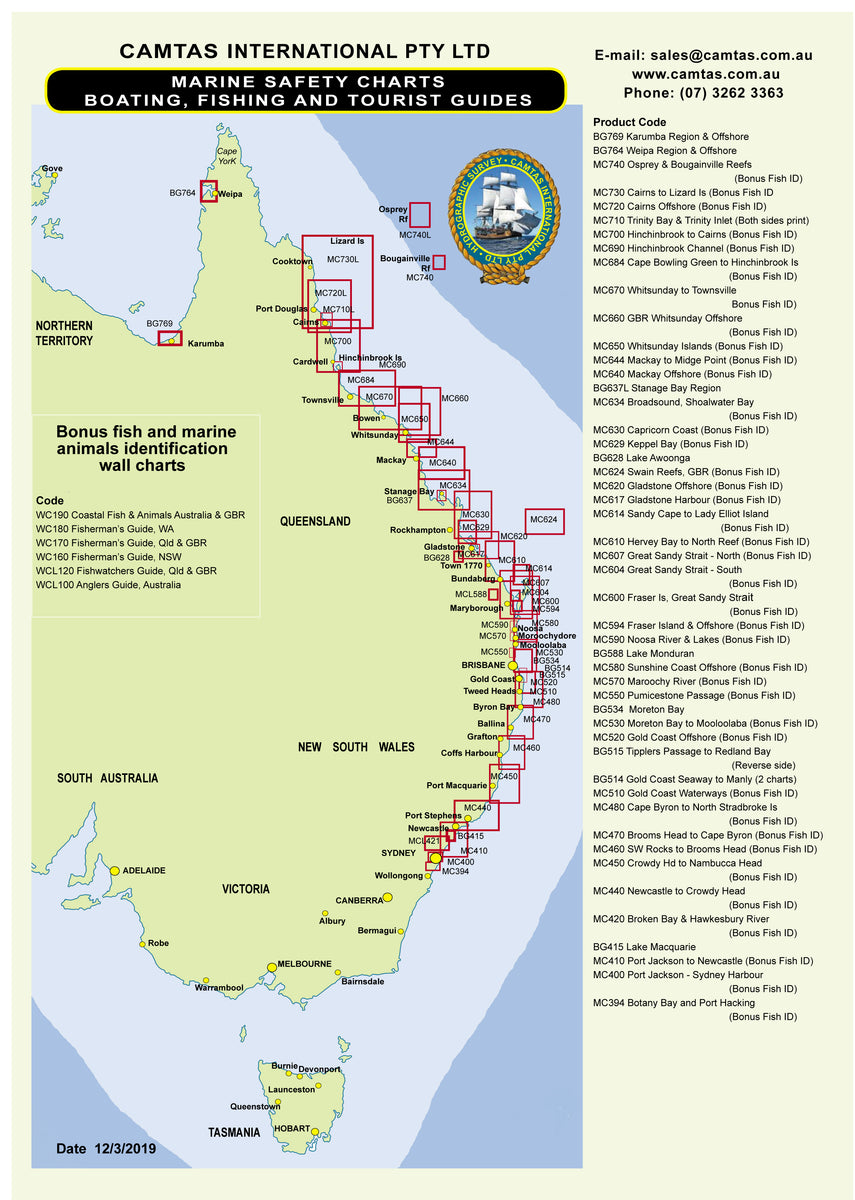 NSW / QLD Boating, Fishing, Marine Safety Chart - HASTINGS POINT to SO ...
