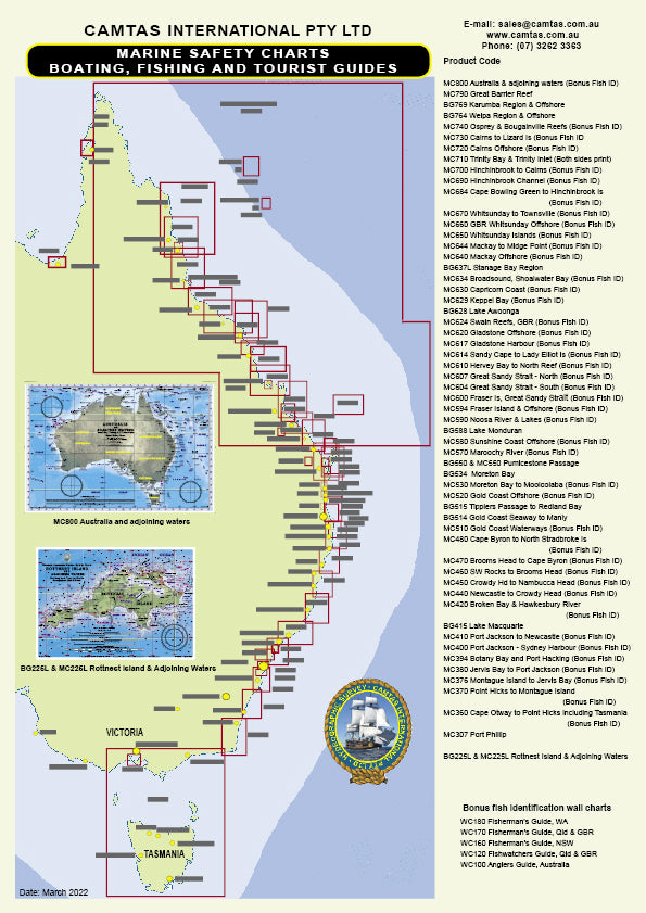 QLD Boating, Fishing, Marine Safety Chart PUMICESTONE PASSAGE + BONU CAMTAS Int. Pty. Ltd