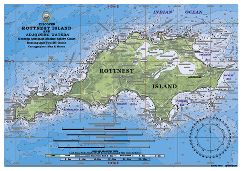Western Australia Boating, Fishing, Marine Safety Chart - ROTTNEST ISLAND + BONUS / BG225L