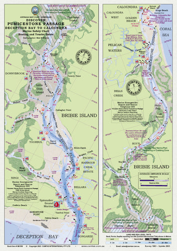 QLD Boating, Fishing, Marine Safety Chart - PUMICESTONE PASSAGE + BONUS / BG550L