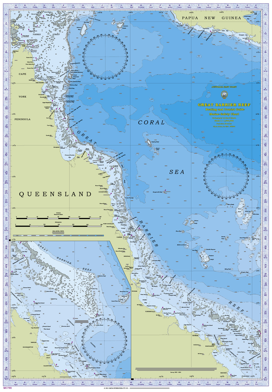 QLD Boating, Fishing, Camtas Marine Safety Chart - GREAT BARRIER REEF / MC790
