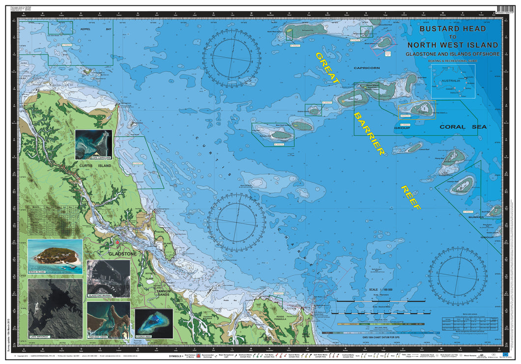 QLD Boating, Fishing, Marine Safety Chart - BUSTARD HEAD to NORTH WEST ISLAND, Gladstone Offshore  + BONUS / MC620