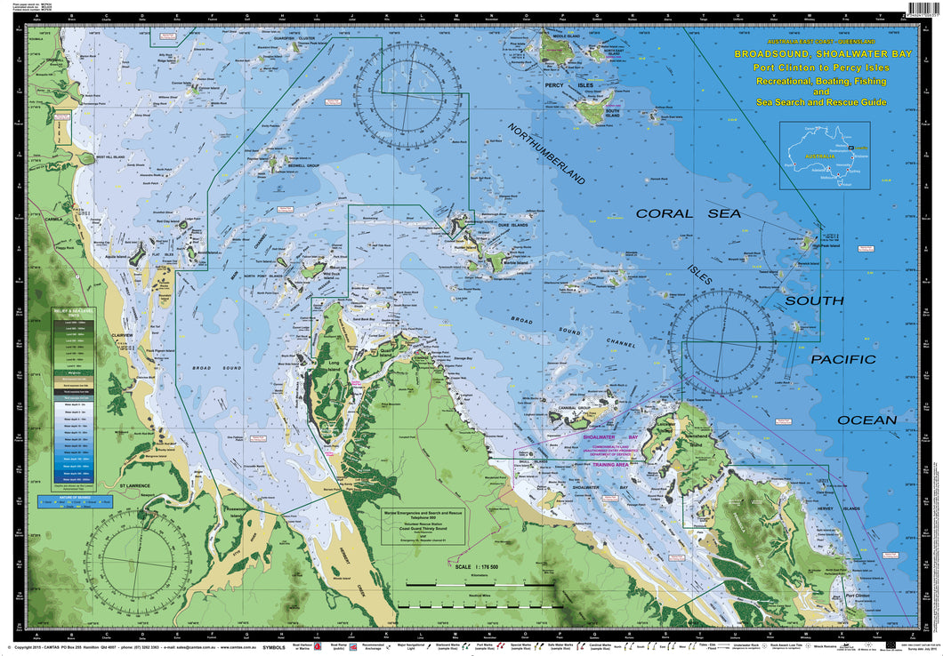 Qld Depth QLD Boating, Fishing, Camtas Marine Safety Chart - PORT CLINTON to PER ...